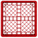 A Vollrath red plastic dish rack with a grid pattern and 2 extenders.