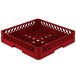 A Vollrath Traex red plastic open rack with a lattice pattern.