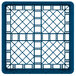 A blue Vollrath Traex dish rack with a grid pattern.