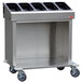 A Steril-Sil stainless steel 5 pan dispensing cart on wheels.