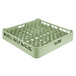 A light green plastic Vollrath dish rack with holes.