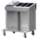 A Steril-Sil stainless steel dish cart with 3 E1 inserts.
