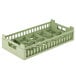 A light green Vollrath plastic cup rack with 10 compartments.