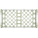 A light green metal Vollrath Signature glass rack with a lattice design.