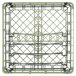 A light green metal Vollrath tray rack with metal rods.
