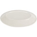 A white oval platter with a green rim.