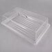 A clear plastic Cambro tray with a clear plastic rectangular lid and handle.