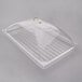 A clear plastic tray with a clear plastic dome cover with a handle.