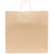 A close-up of a Duro natural Kraft paper bag with handles.
