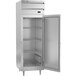 A silver metal Beverage-Air heated holding cabinet with a white door.