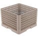 A beige plastic basket with wire mesh dividers.