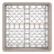 A beige plastic rack with a metal grid for plates on a white background.