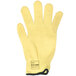 A yellow Cordova cut resistant glove with a black band and logo.
