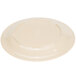 A tan plastic plate with a narrow rim.