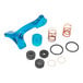 A blue plastic and black metal Equip by T&S glass filler repair kit with springs.
