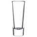 A close up of a clear Libbey Tequila Shooter Glass.