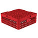A red plastic Vollrath Traex Plate Crate with 38 compartments for 5" to 6 1/8" plates.
