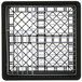 A black metal Vollrath Traex Plate Crate with a grid of square compartments.