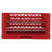 A red plastic Vollrath Traex Plate Crate with 22 compartments.