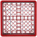 A red and white plastic crate with a red and white grid inside.