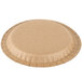 A round brown Solut kraft paper plate with a lid on it.