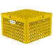 A yellow plastic Vollrath Traex Plate Crate with handles.