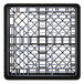 A black Vollrath Plate Crate with a metal frame and 48 compartments.