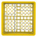 A yellow plastic Vollrath Plate Crate with metal grids.