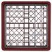 A metal grid in a red frame with 9 compartments.