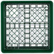 A green and silver metal Vollrath Traex Plate Crate with a metal grid.