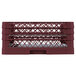 A burgundy plastic Vollrath Traex Plate Crate dish rack with 44 compartments.