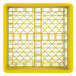 A yellow and silver metal Vollrath Traex Plate Crate for 32 plates.