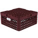 A burgundy plastic Vollrath Plate Crate with 20 compartments.
