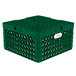 A green plastic crate with 22 compartments and holes.