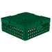 A green plastic Vollrath Traex Plate Crate with 38 compartments for 5" to 6 1/8" plates.