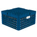 A blue plastic Vollrath Plate Crate with holes.