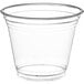 A pack of 50 clear PET plastic squat cups with a clear rim.