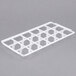 A white plastic grid tray for Vollrath glass racks with 18 compartments.