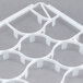 A white plastic Vollrath glass rack trim divider with 20 holes.