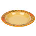 A yellow Venetian melamine bowl with orange and green floral design.