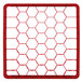 A red hexagon-shaped grid with holes.