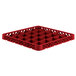 A red plastic Vollrath Traex glass rack extender with a grid pattern of 25 compartments.