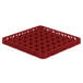 A red plastic tray with a grid pattern and 49 compartments.