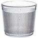 A clear plastic Dinex tumbler with a ribbed rim.