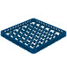 A Vollrath Traex royal blue plastic glass rack extender with holes.