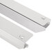 Two white metal brackets with two holes on them for an Avantco Bun Pan Rail.