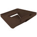 A brown plastic square swing top lid for Continental Swingline containers.