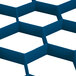 A blue plastic grid with white hexagons.
