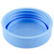 A Tablecraft light blue plastic cap for squeeze bottles with a 53 mm opening.