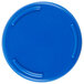 A close-up of a blue plastic lid with a white surface and a 53 mm opening.